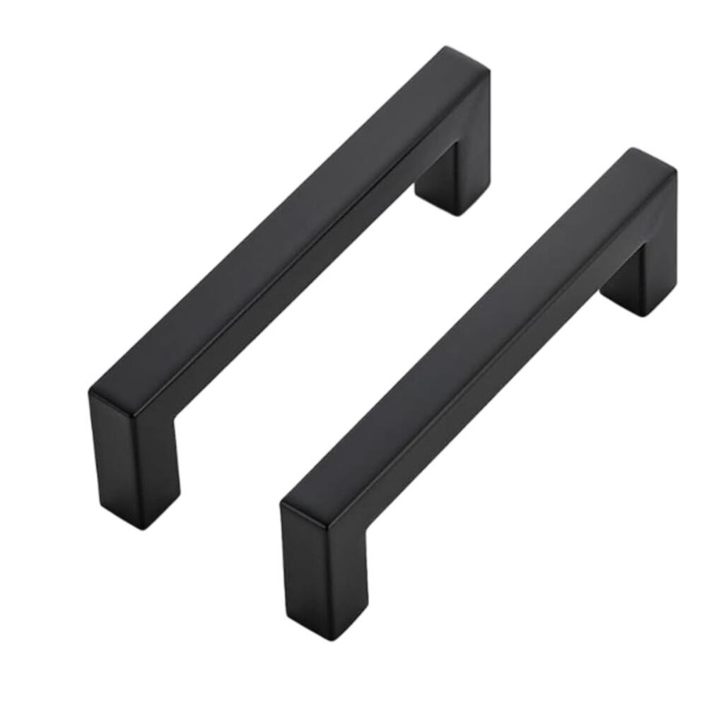10-Pack Matte Black Cabinet Drawer Pulls – 4" CTC Square Bar Handles